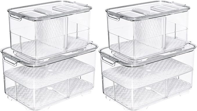 SANNO Fridge Produce Saver Storage Vegetable Fruit Containers Food Produce Saver Container Stacka... | Amazon (US)