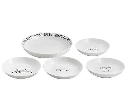 American Atelier 5-Piece Words Pasta Set - QVC.com | QVC