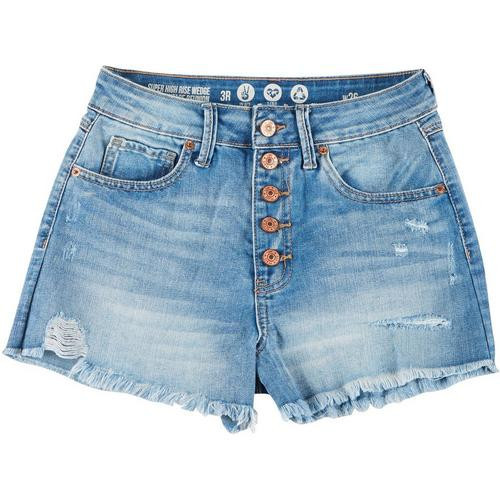 Juniors High Waist Button Front Shorts | Bealls