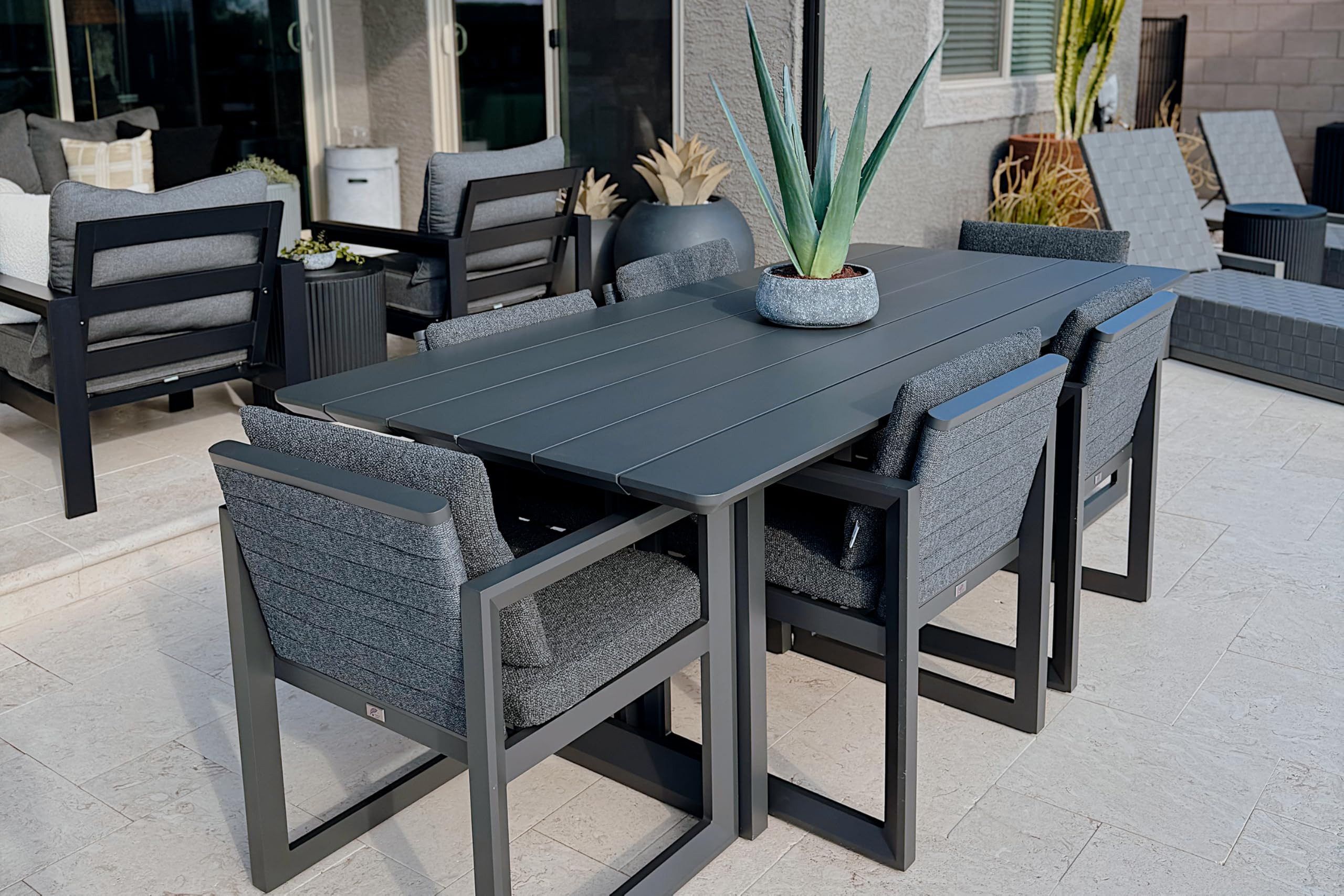 PURPLE LEAF Outdoor Dining Set for 6 Aluminum Luxury Patio Furniture Table and Chairs Set with Re... | Amazon (US)