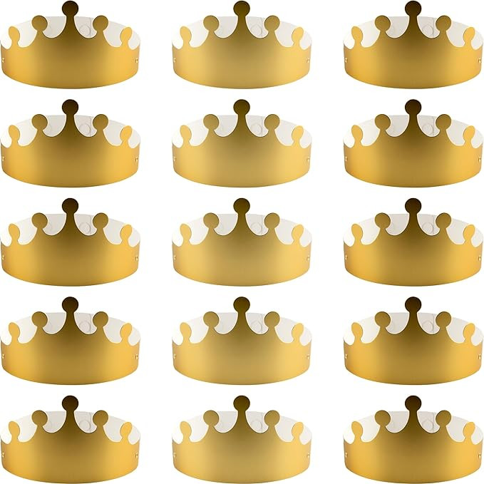 25 Pieces Golden King Crowns Foldable Paper Party Crown Hat Gold Foil Cap for Birthday Celebratio... | Amazon (US)