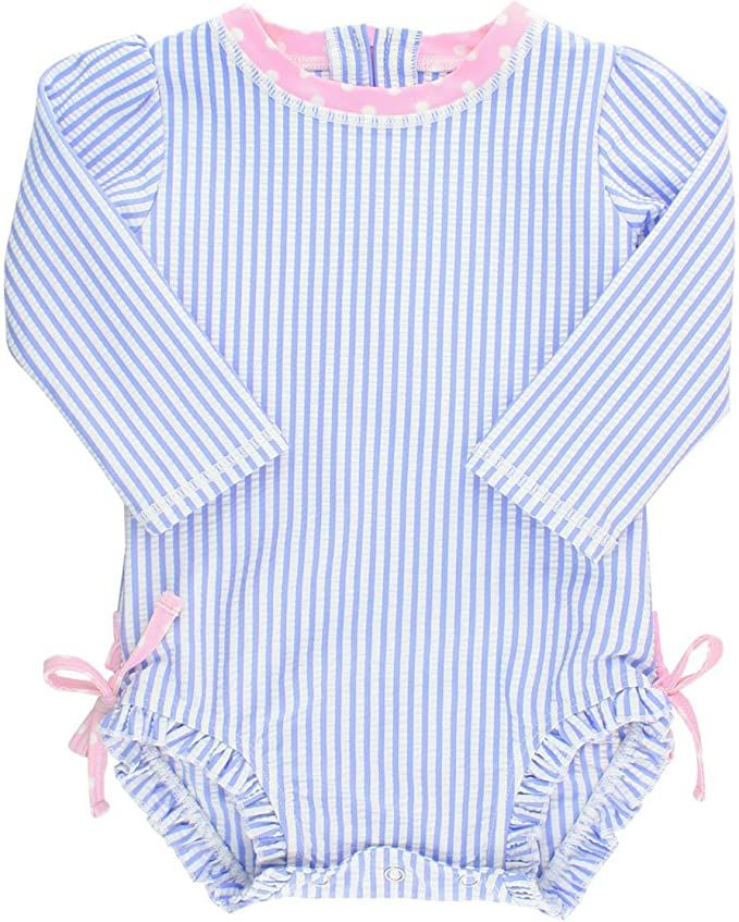 RuffleButts® Baby/Toddler Girls Long Sleeve One Piece Swimsuit with UPF 50+ Sun Protection | Amazon (US)