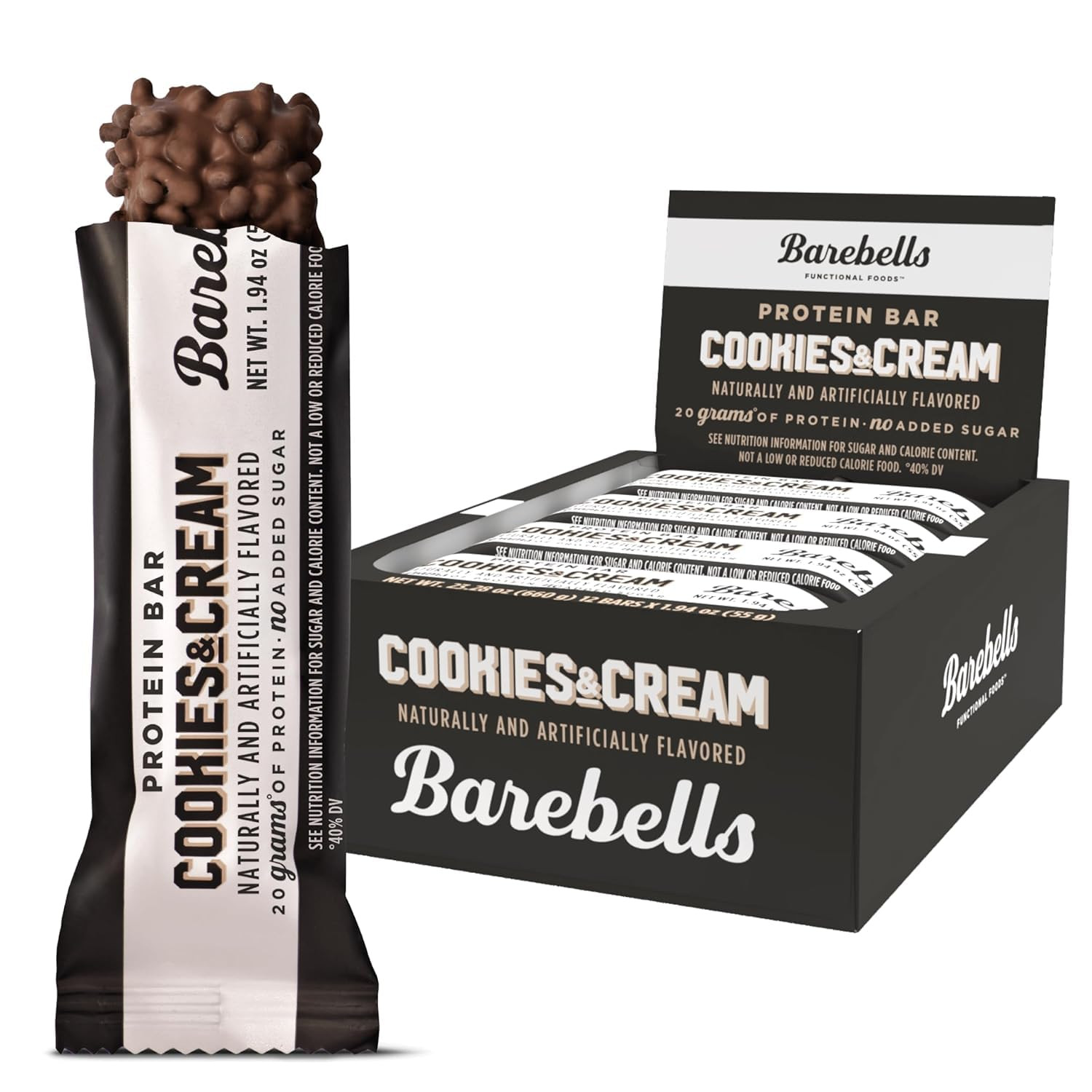 Barebells Protein Bars Cookies & Cream - 12 Count, 20g High Protein Treats - Chocolate Nutrition ... | Amazon (US)