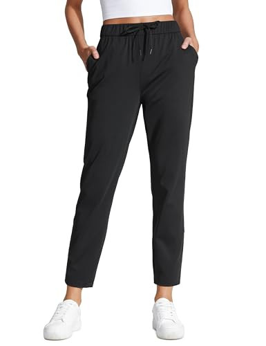 CRZ YOGA 4-Way Stretch Ankle Golf Pants for Women 27" - Casual Dress Work 7/8 Sweatpants with Pockets Black Small | Amazon (US)