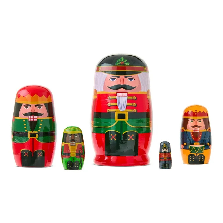 Mr. Christmas 5-piece Decorative Nutcracker Nesting Figures, Red | Walmart (US)