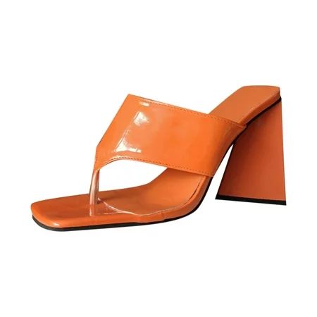 OAVQHLG3B Women s Shoes Fashion Solid Color Candy Colors Minimalistic Clip Toe Thick Heel Sandals Sl | Walmart (US)