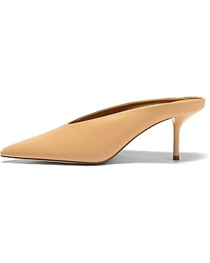 Coutgo Womens High Heels Mules Closed Pointed Toe Slide Sandals Slip On Summer Dress Shoes | Amazon (US)