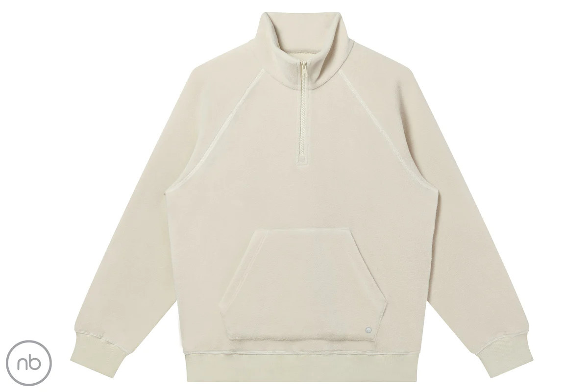 Basics Unisex Half Zip Fleece Top (Bamboo Cotton) - Beige | Nest Designs