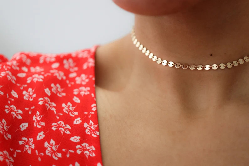 Gold Coin Choker  4mm Gold Disc Necklace  Gold Coin Necklace | Etsy | Etsy (US)