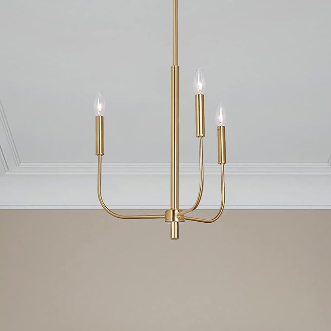 MOTINI 3-Light Farmhouse Chandelier in Gold Brushed Brass Finish, Hanging Candle Pendant Lighting... | Amazon (US)
