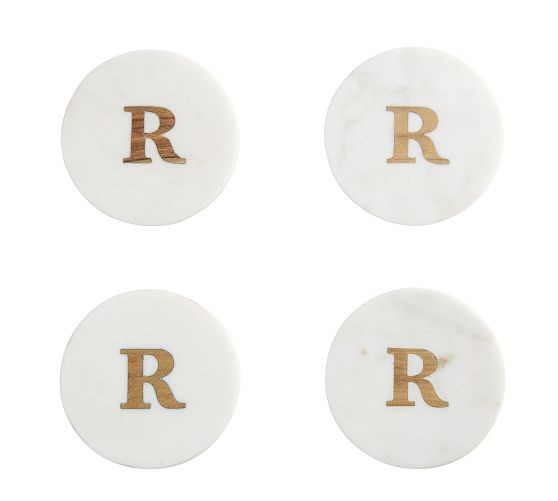 Alphabet Marble/Wood Coasters - Set of 4 | Pottery Barn (US)