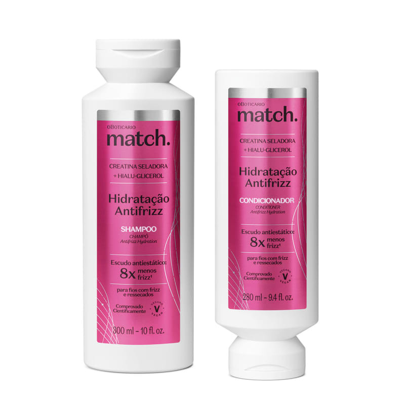 Combo Match Hidratação Antifrizz: Shampoo 300ml + Condicionador 280ml | oBoticario (BR)