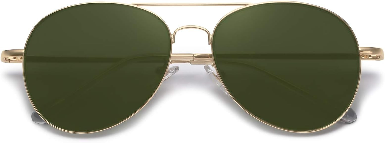 Classic Aviator Mirrored Flat Lens Sunglasses Metal Frame with Spring Hinges SJ1030 | Amazon (US)