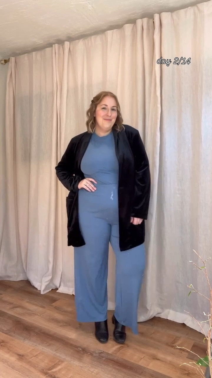 Day 2/14💙 This jumpsuit has quickly become a fave! Wearing 1X and it’s sooo comfy and stretchy! 

#LTKStyleTip #LTKPlusSize #LTKMidsize