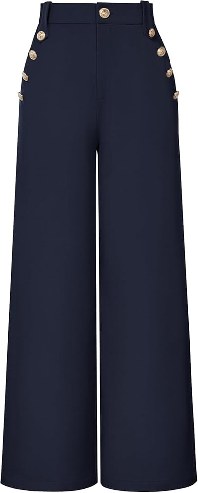 GRACE KARIN Wide Leg Dress Pants for Women 2026 High Waisted Work Pants Business Casual Buttons T... | Amazon (US)