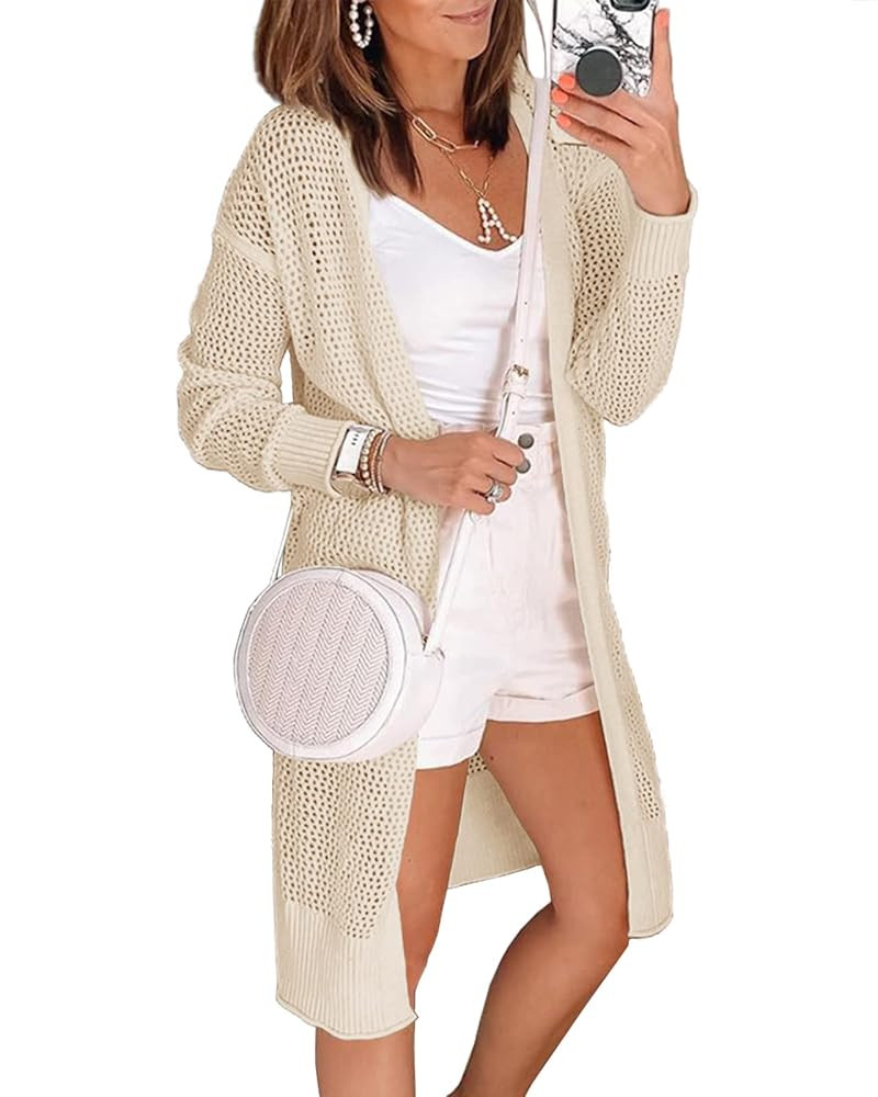 Misassy Womens Open Front Knit Sheer Cardigans Summer Boho Lightweight Long Sleeve Kimono Long Sw... | Amazon (US)