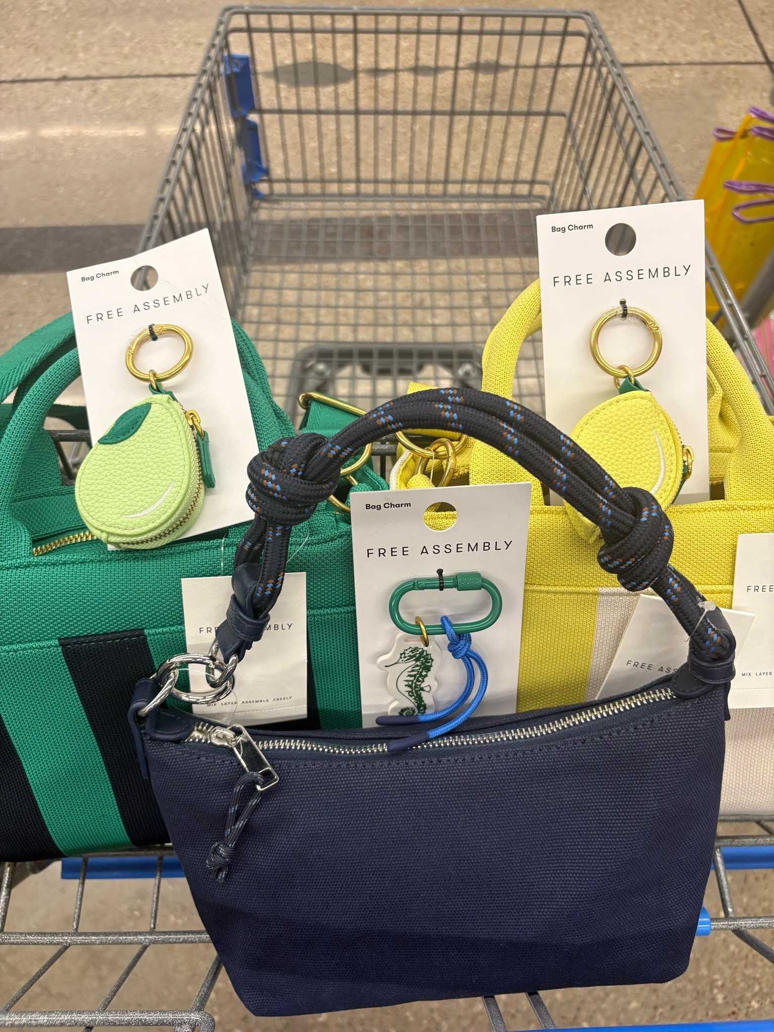 Add to cart these cute bag and bag charm combos from Walmart!
