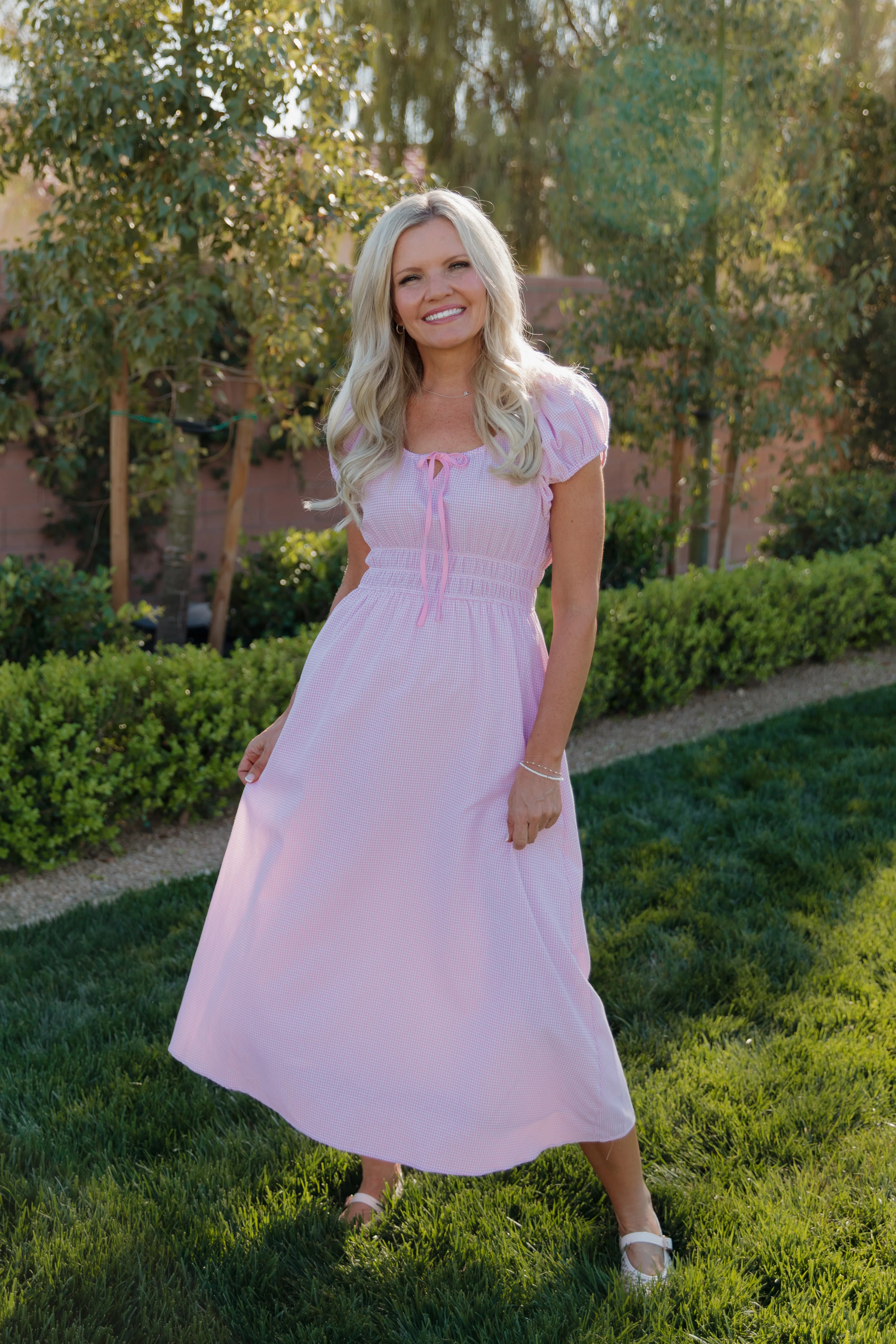 THE NELLIE GINGHAM DRESS IN PINK | Pink Desert