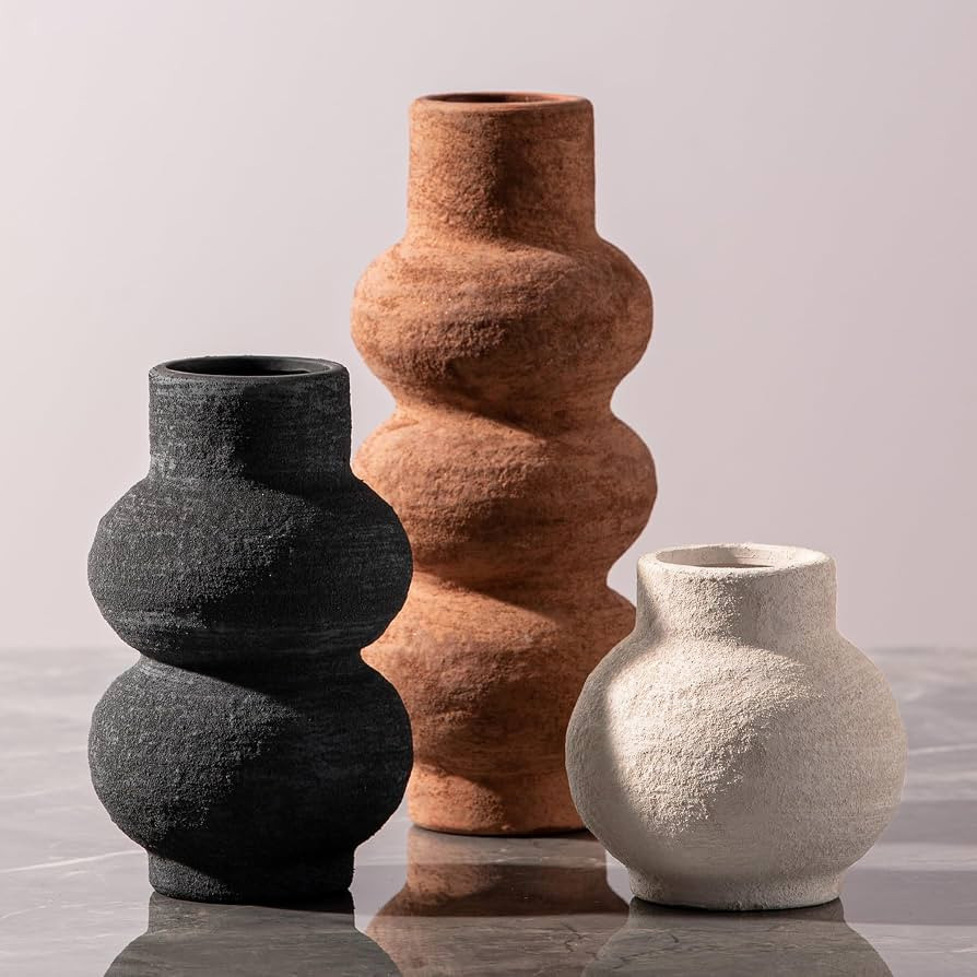 Ceramic Vase Home Table Decor - Flower Vase Set of 3 Living Room Kitchen Decorations Farmhouse Mo... | Amazon (US)