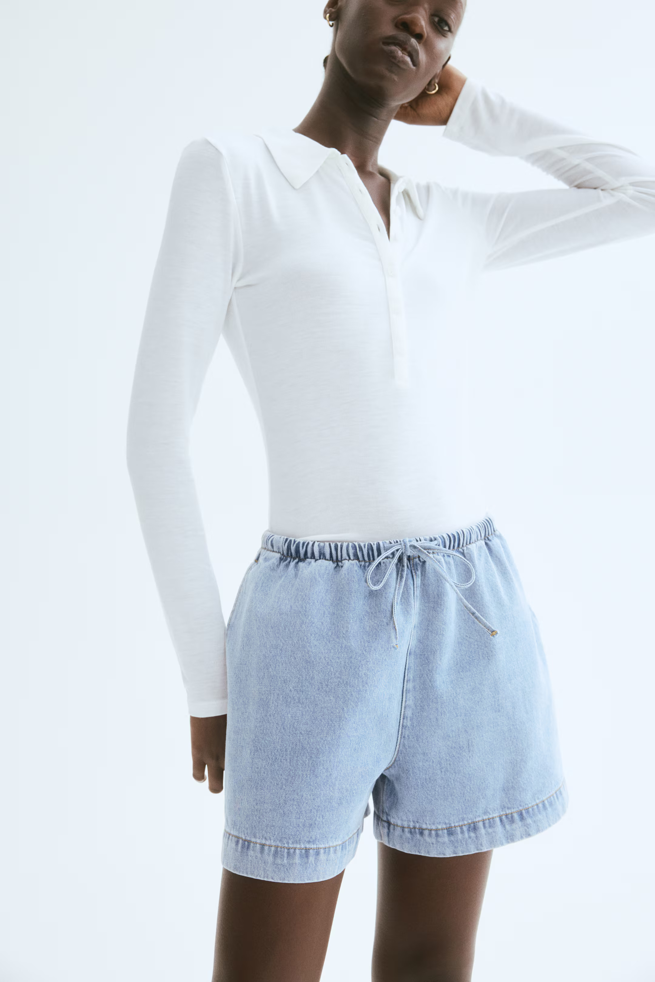 Denim drawstring shorts | H&M (UK, MY, IN, SG, PH, TW, HK)