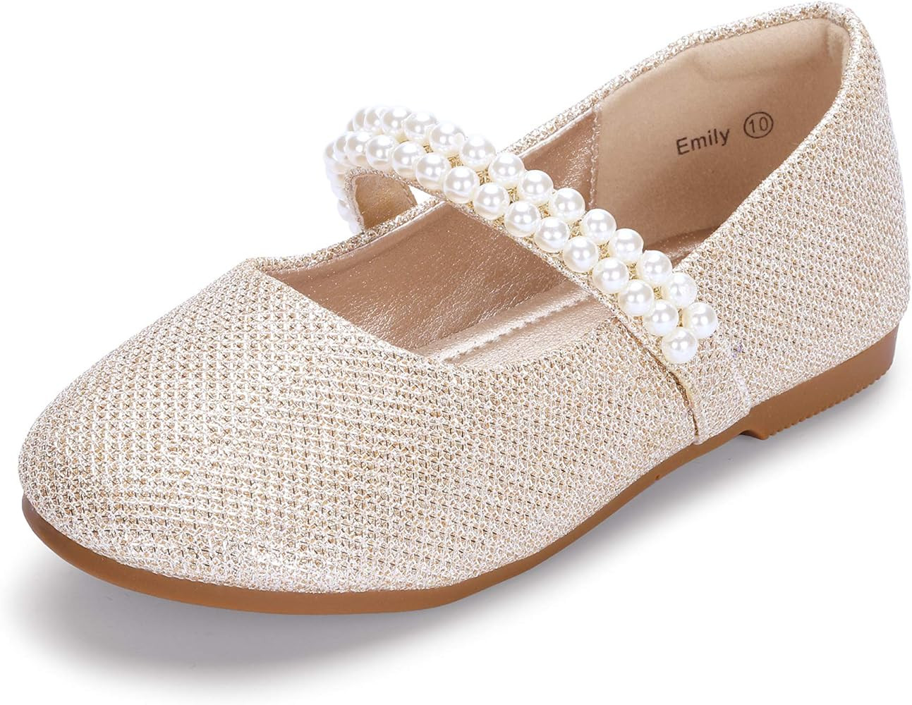 Hehainom Toddler Flower Girls Dress Shoes, Mary Jane Princess Ballet Flats with Bow and Peals for... | Amazon (US)