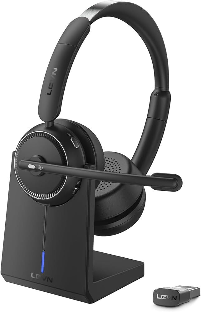 LEVN Wireless Headset with Mic for Work, Bluetooth Headset with Microphone (AI Noise Cancelling),... | Amazon (US)