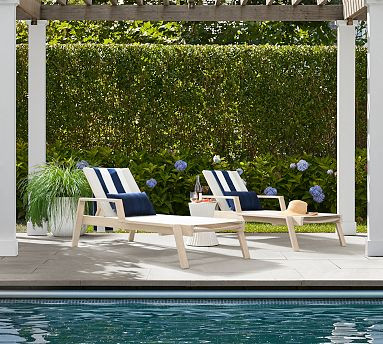 Indio Eucalyptus & Mesh Stackable Outdoor Single Chaise Lounge, Set of 2 | Pottery Barn CA