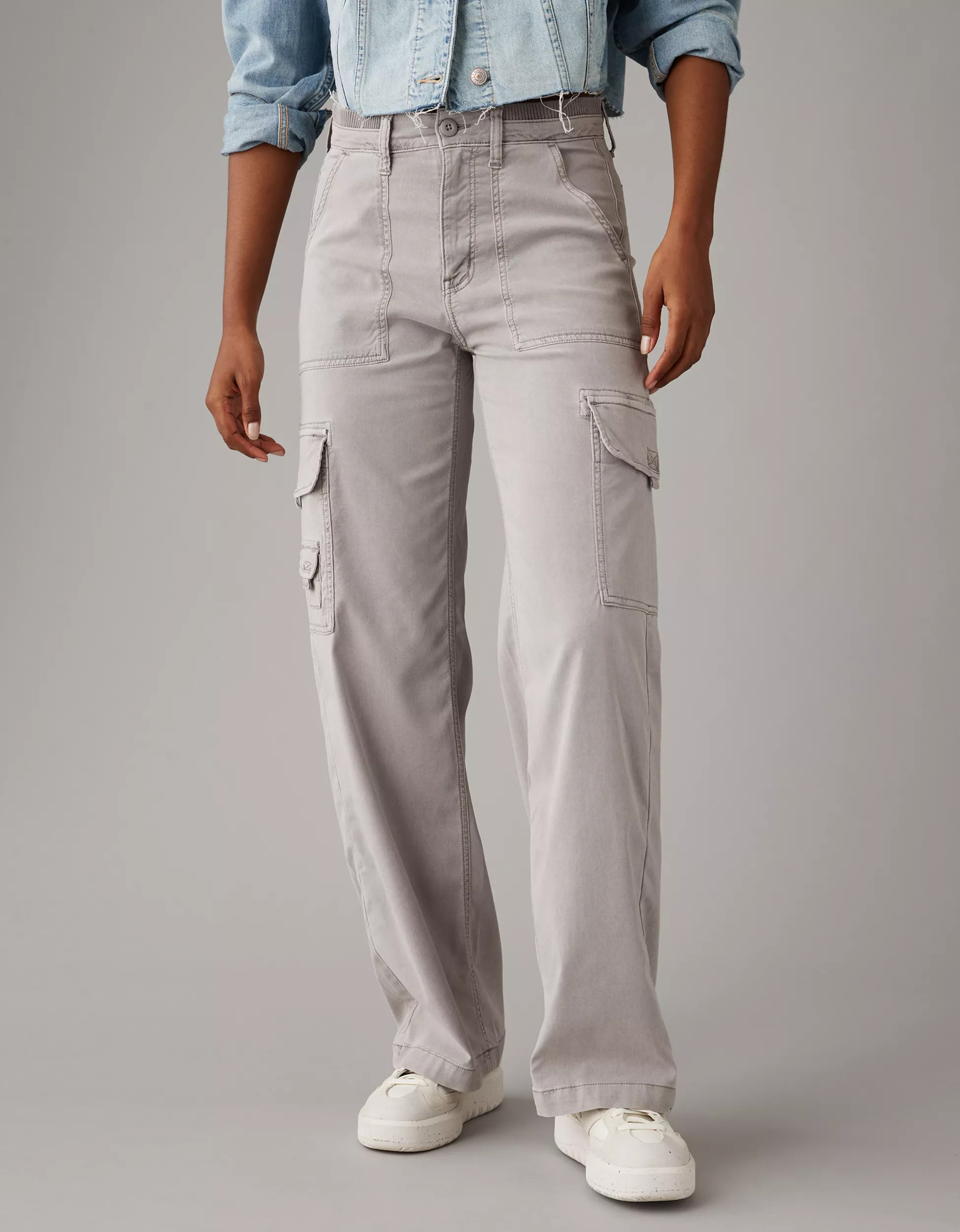 AE Dreamy Drape Stretch Cargo Super High-Waisted Baggy Wide-Leg Pant | American Eagle Outfitters (US & CA)