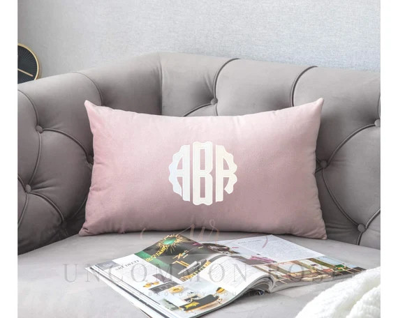 Monogrammed Lumbar Velvet Nursery Pillow, Custom Nursery Pillow, Nursery Pillow, Nursery Decor, M... | Etsy (US)