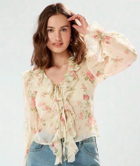 #floral #flowy #ruffle #blouse very #coquette #shein 

#LTKStyleTip #LTKSeasonal #LTKFindsUnder50