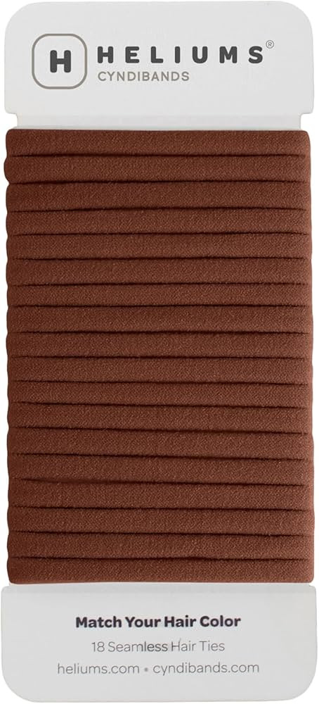 Heliums Thin Seamless Hair Ties - Brown - 6mm Nylon No Damage Ponytail Holders, 1.75 Inch, Medium... | Amazon (US)