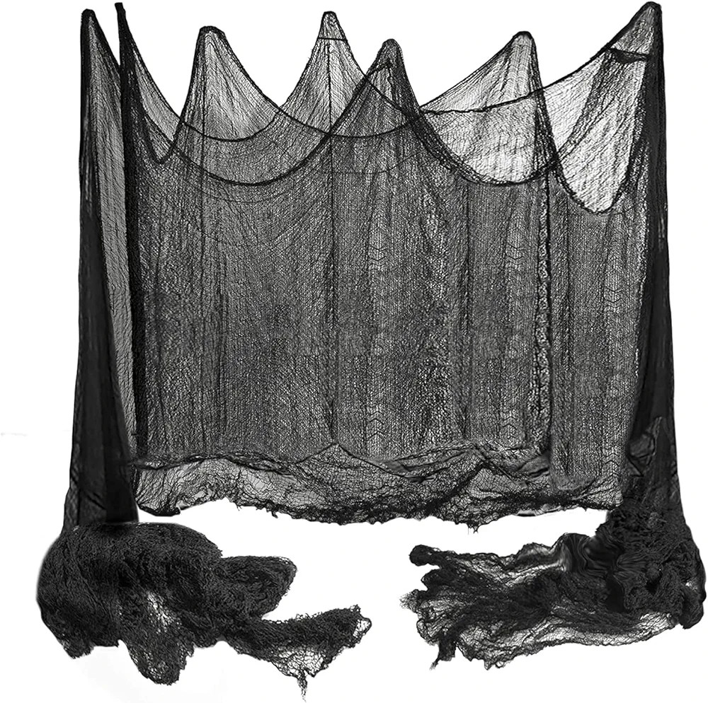 400x80 Inch Oversized Halloween Black Creepy Cloth - 33x6.5ft Spooky Fabric Cloth for Haunted Hou... | Amazon (US)