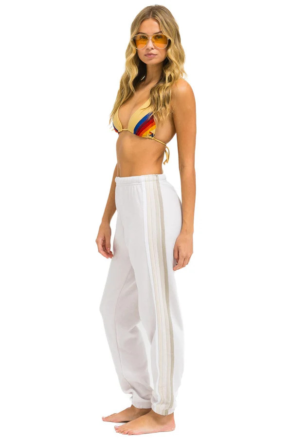 5 STRIPE SWEATPANTS - DOVE // WHITE // GREY | Aviator Nation