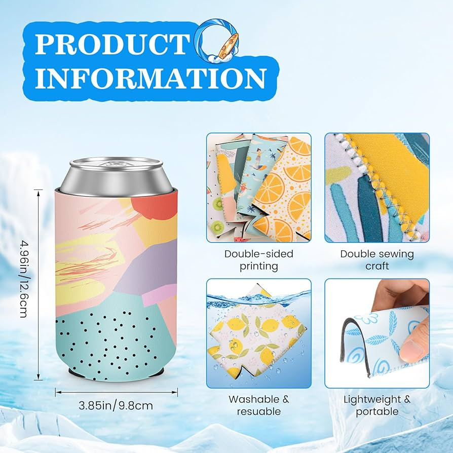 12 Pack Summer Can Cooler Sleeve Insulated Neoprene Can Coolers in Bulk, Beach Pool Bottle Can Dr... | Amazon (US)