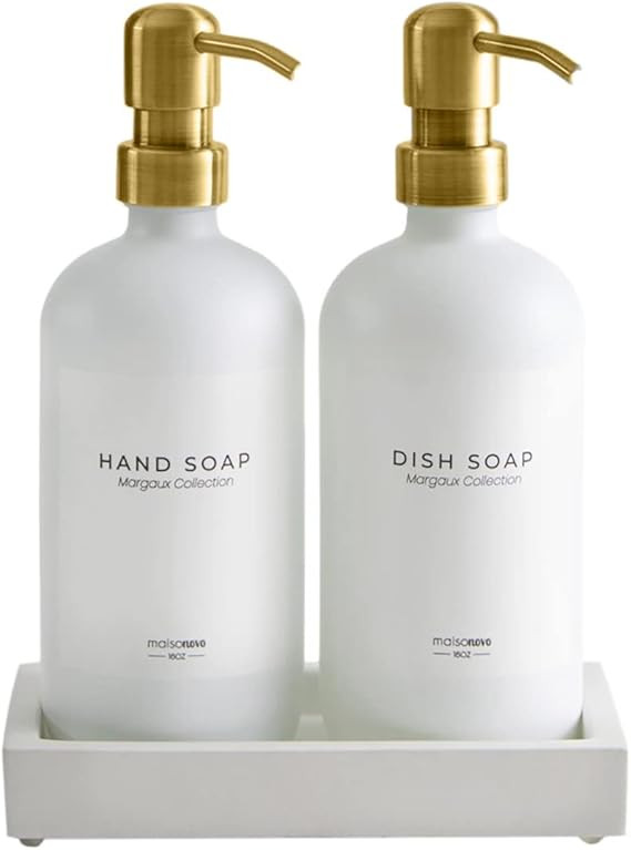 MaisoNovo Glass Soap Dispenser with Pump and Concrete Tray | Vintage Soap Dispenser Bathroom & Ki... | Amazon (US)