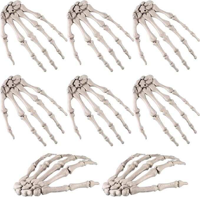 Amazon.com: 8 Pieces Halloween Realistic Life Size Skeleton Hands Plastic Fake Human Hand Bone Zo... | Amazon (US)