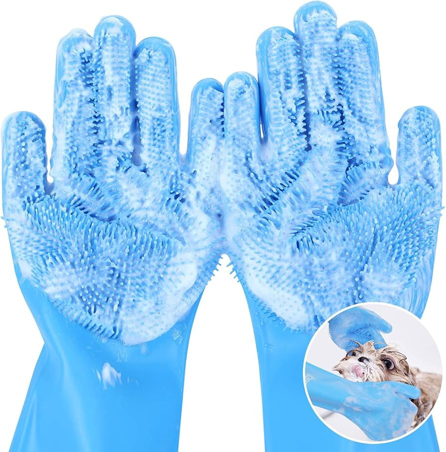 Pecute Pet Grooming Gloves - Heat Resistant Silicone Gloves with High-Density Teeth, Enhanced Fiv... | Amazon (US)