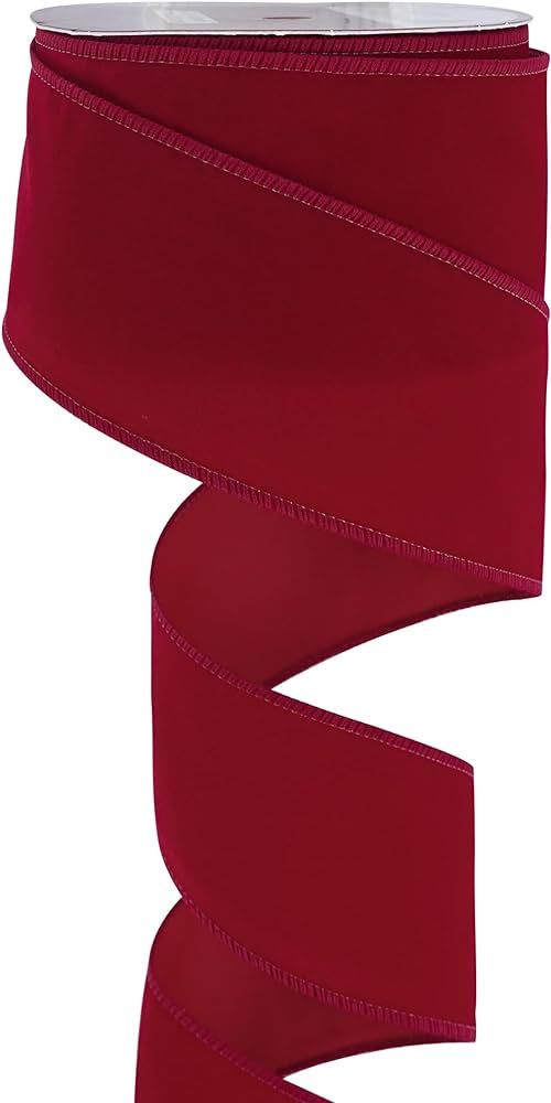 MEEDEE Red Velvet Ribbon 2.5 Inch Wide Red Ribbon Velvet Wired Ribbon 25 Yards Spool Velvet Chris... | Amazon (US)