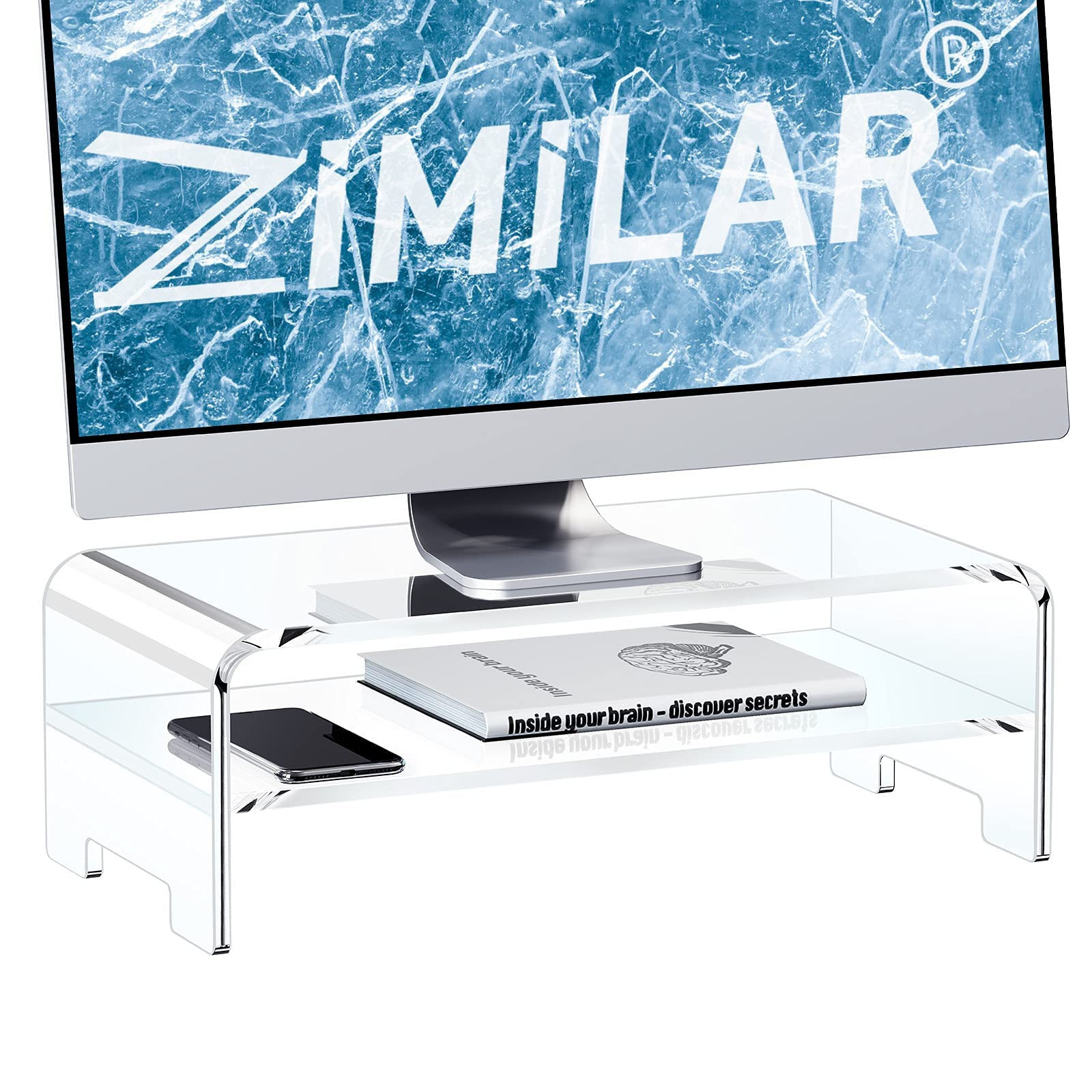 Zimilar Acrylic Monitor Stand Riser, 2-Tier Clear Acrylic Monitor Riser for Home Office, 16" Clea... | Amazon (US)