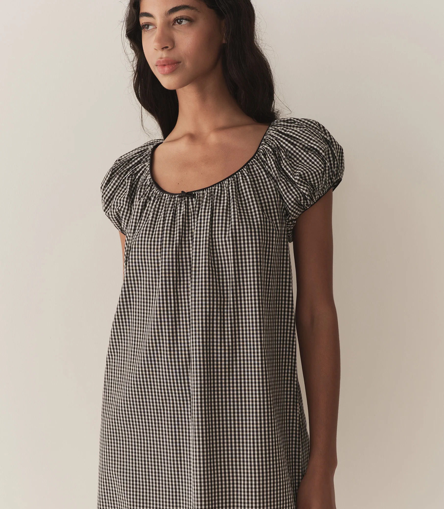 Julia Dress - Noir La Maddalena Gingham | DÔEN | DOEN