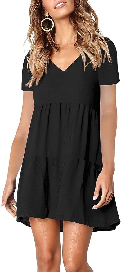 Amoretu Women's Short Sleeve V Neck Summer Dresses | Amazon (US)