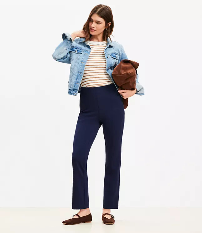 Petite Ponte Straight Pants | LOFT