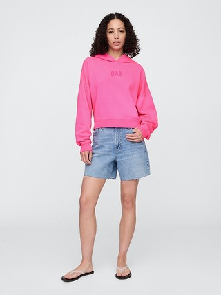 Relaxed Gap Mini-Logo Cropped Hoodie | Gap Factory