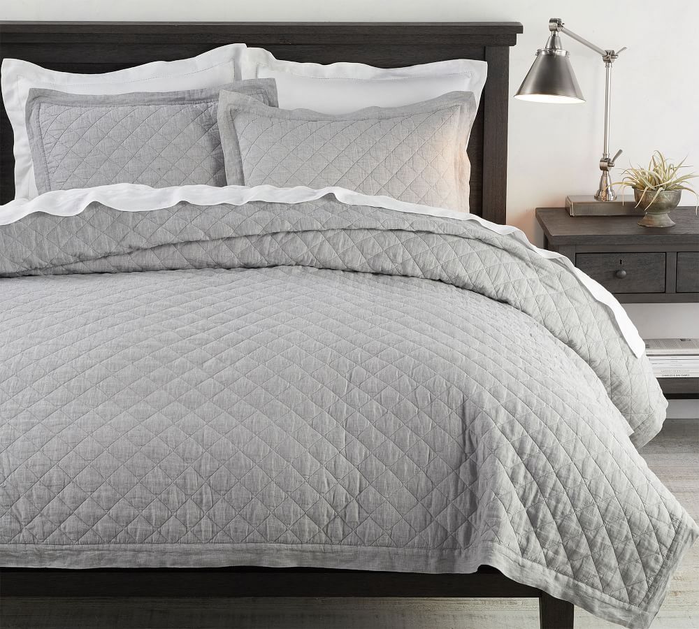 Belgian Flax Linen Diamond Quilt & Shams | Pottery Barn (US)