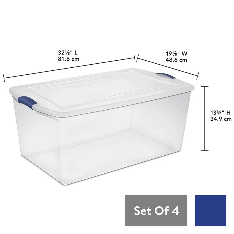 Sterilite 105 Qt. Latch Box Plastic, Stadium Blue, Set of 4 | Walmart (US)