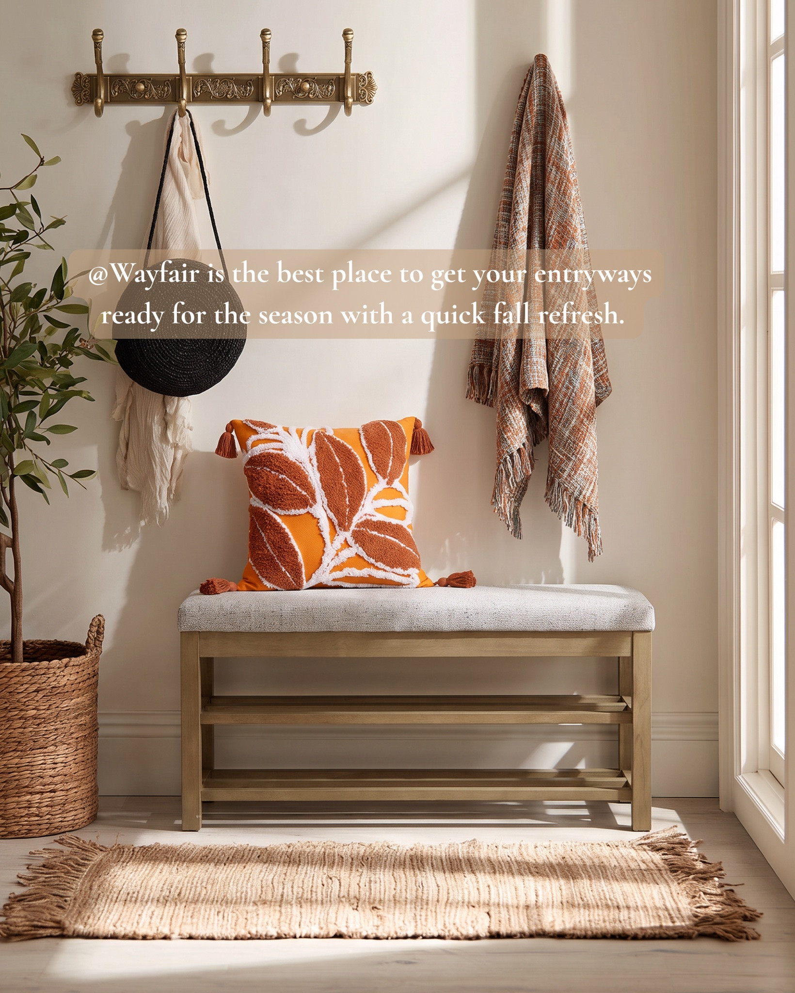 #Ad
A welcoming entryway sets the tone for the entire home. We love adding a bench from @Wayfair selections to create a cozy and functional spot to sit, while seasonal accents bring in just the right touch of fall.
Shop this look on our LTK!
#WayfairPartner #Wayfair

#LTKhome
