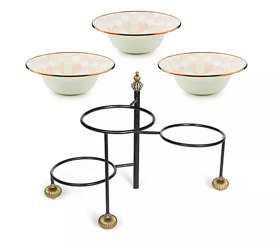Make Your Selection: MacKenzie- Childs Serving Stand and Set of 3 Serving Bowls | QVC