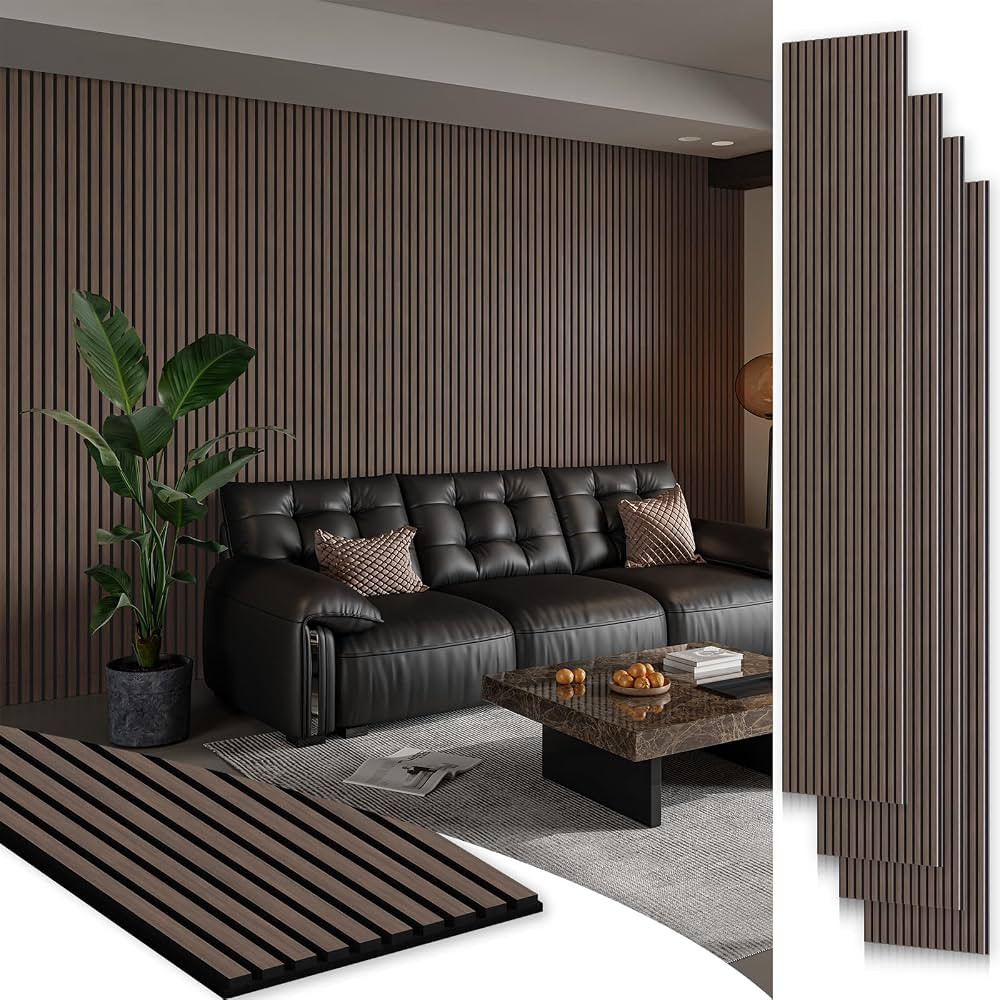 Smartstandard 4 Pack 106" x 12.6" Wood Slat Wall Panels, Soundproof Wooden Wall Panels, Acoustic ... | Amazon (US)