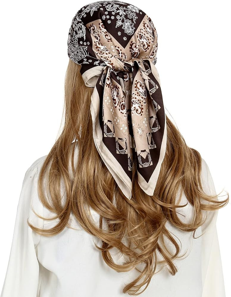 RIIQIICHY Women Head Hair Scarf Like Satin Silk Scarf Sleeping Hair Wrapping Night 27.5" | Amazon (US)