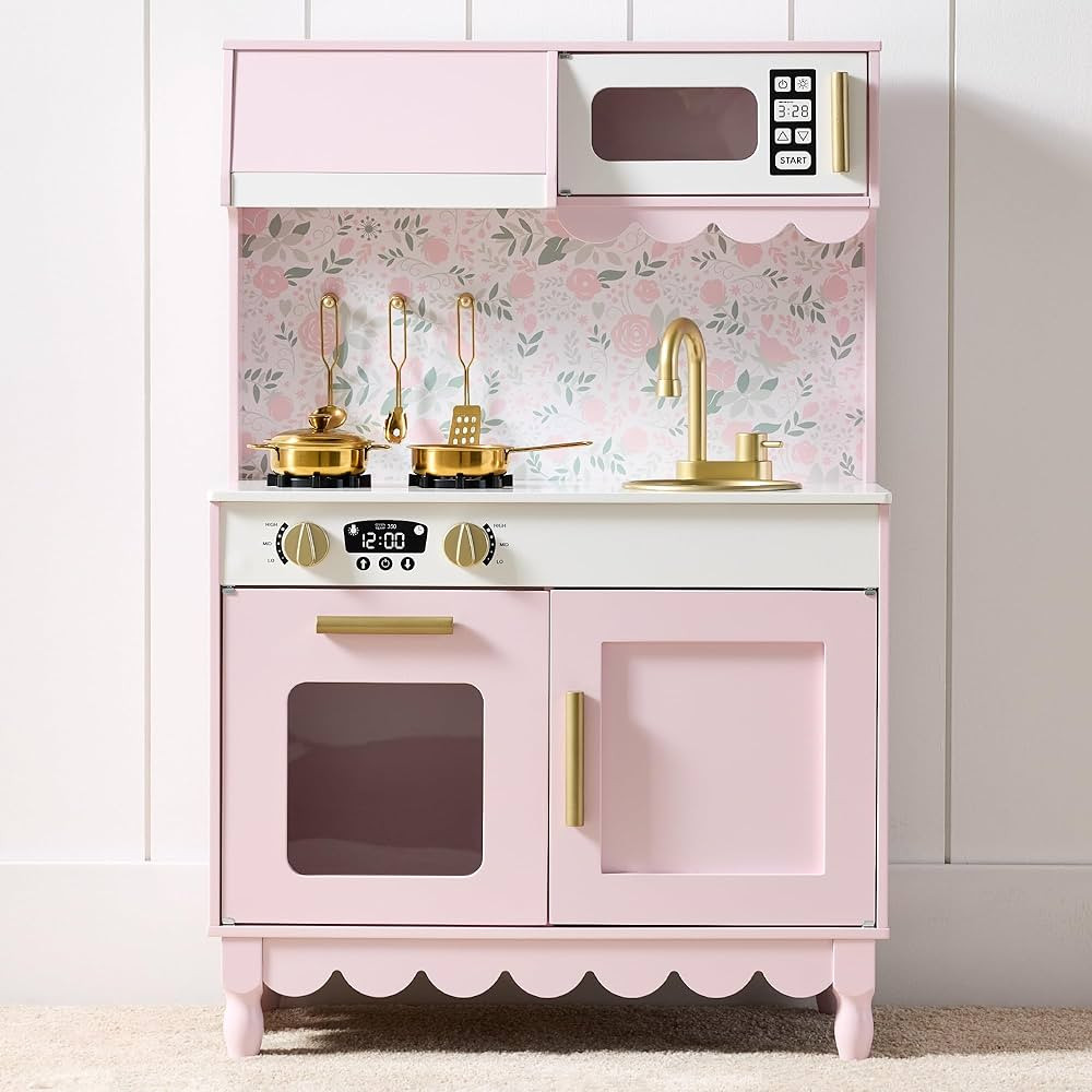 Best Choice Products Wooden Pretend Play Cottage Kitchen Kids Toy w/Storage, Scalloped Edge, 5 Ac... | Amazon (US)